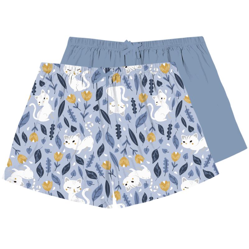 Blue Leafy Cats Shorts